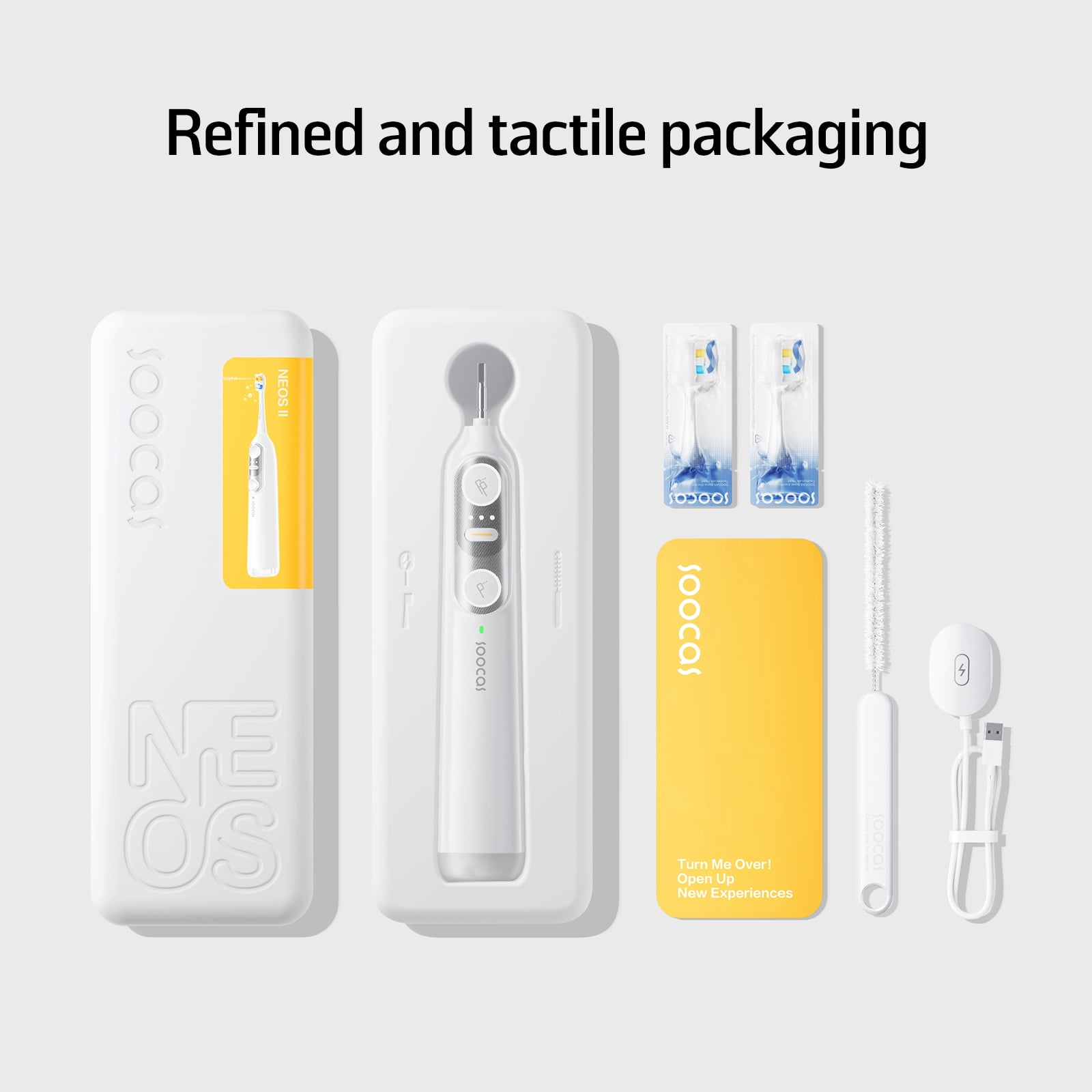 Soocas NEOS II - Electric Toothbrush with Water Flosser, Cordless Water Flosser for Travel, 100% Plaque Removal, Pearl White
