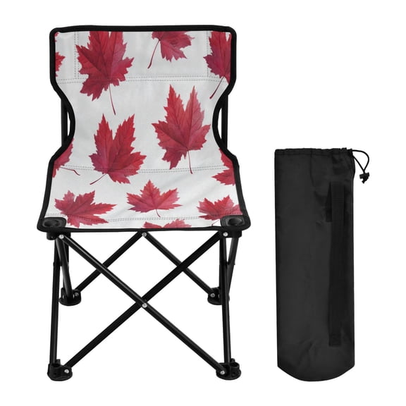 600D Oxford Camping Chair Portable Foldable Chair Supports 220 lbs for Picnic, Fishing, Backpacking Red Maple Leaves
