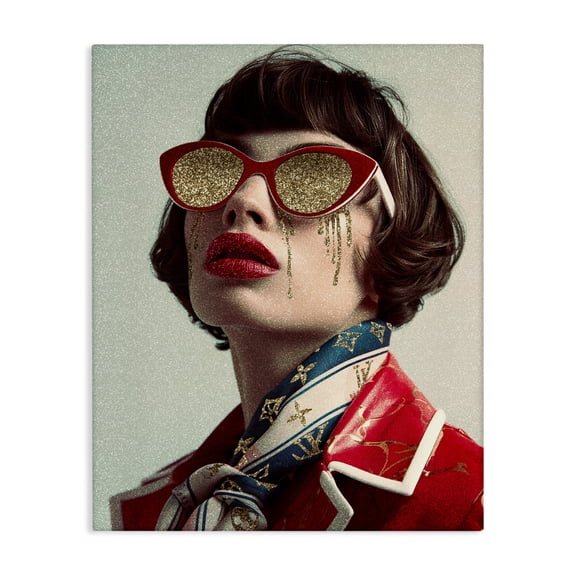 Stupell Industries Retro Woman with Glam Tears People Painting Wrapped Canvas Art Print Wall Art, 16 x 20