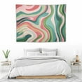 thumbnail image 3 of ONETECH  Groovy Retro 70s Pink Green Tapestry Abstract Spiral Swirl Modern Simple Aesthetic Cute 2000s Cute for Girl Art Hanging Bedroom Living Room Dorm Wall Blankets Home Decor, 3 of 7