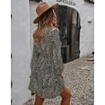thumbnail image 3 of Tie Neck Button Down Layered Skirt Cheetah Print Dress for Women, 3 of 3
