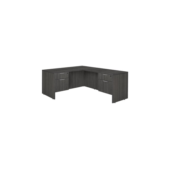 Regency Legacy 71 x 82 in. L Desk with Double Pedestal Drawer Unit- Ash Grey