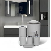 CERBIOR Bathroom Accessories Set Bath Ensemble Includes Soap Dispenser, Toothbrush Holder, Tumbler, Soap Dish for Decorative Countertop and Housewarming Gift (Grey)