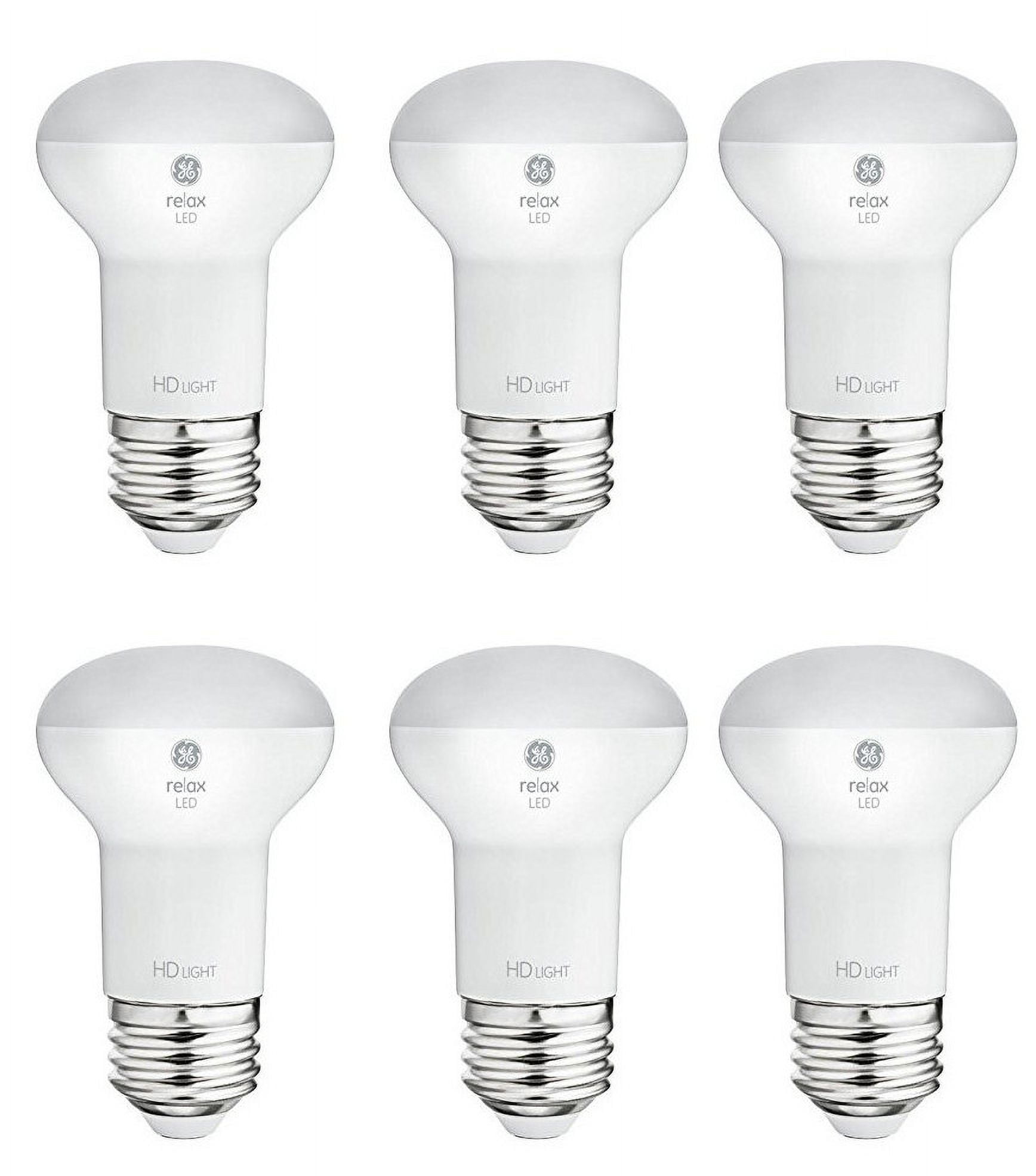 (6 bulbs) GE Relax LED R16, 6 watt, 400 lumen Dimmable, Soft White LED Light Bulb. high definition soft white light