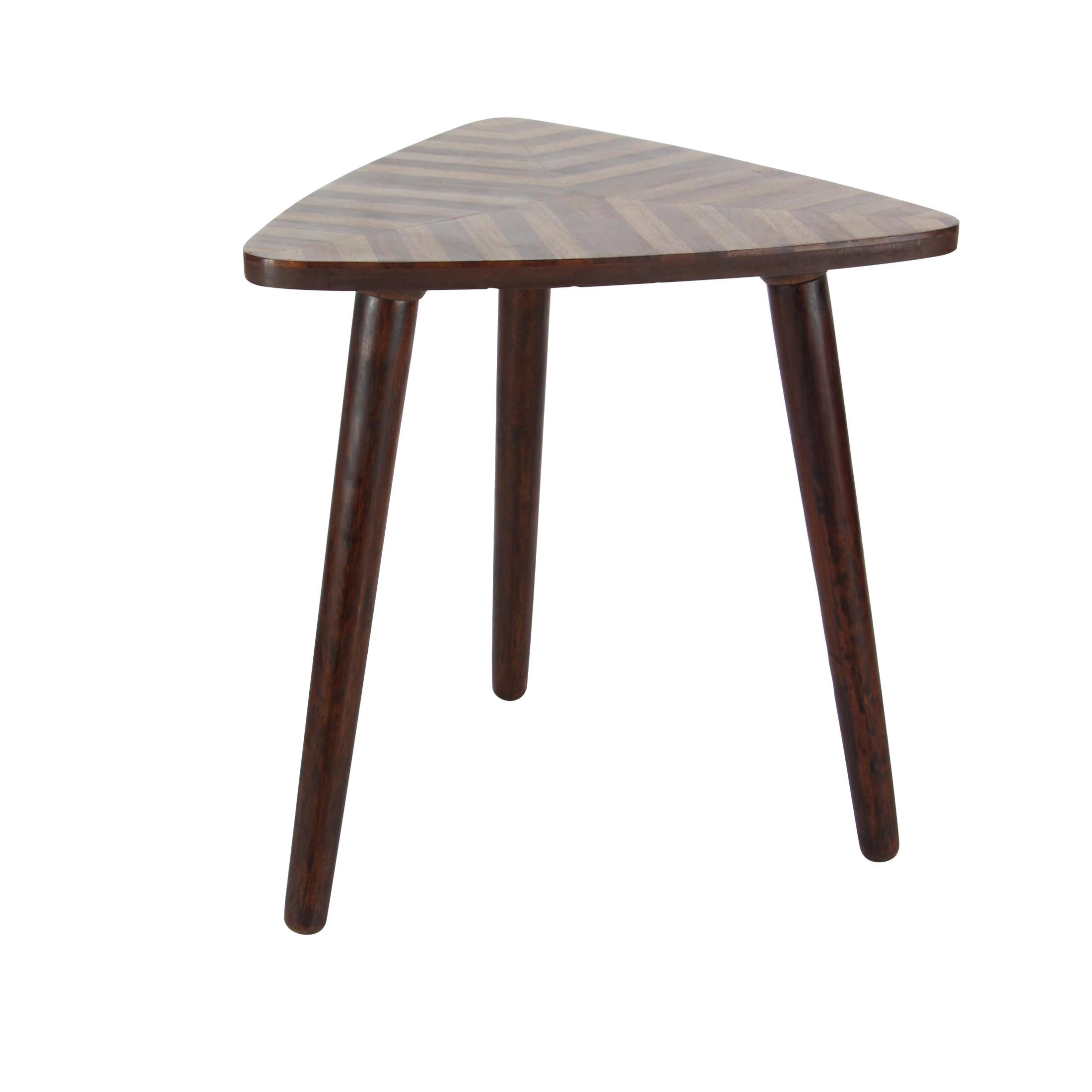 DecMode 20" x 22" Brown Mango Wood Handmade Accent Table with Wood Inlay, 1-Piece