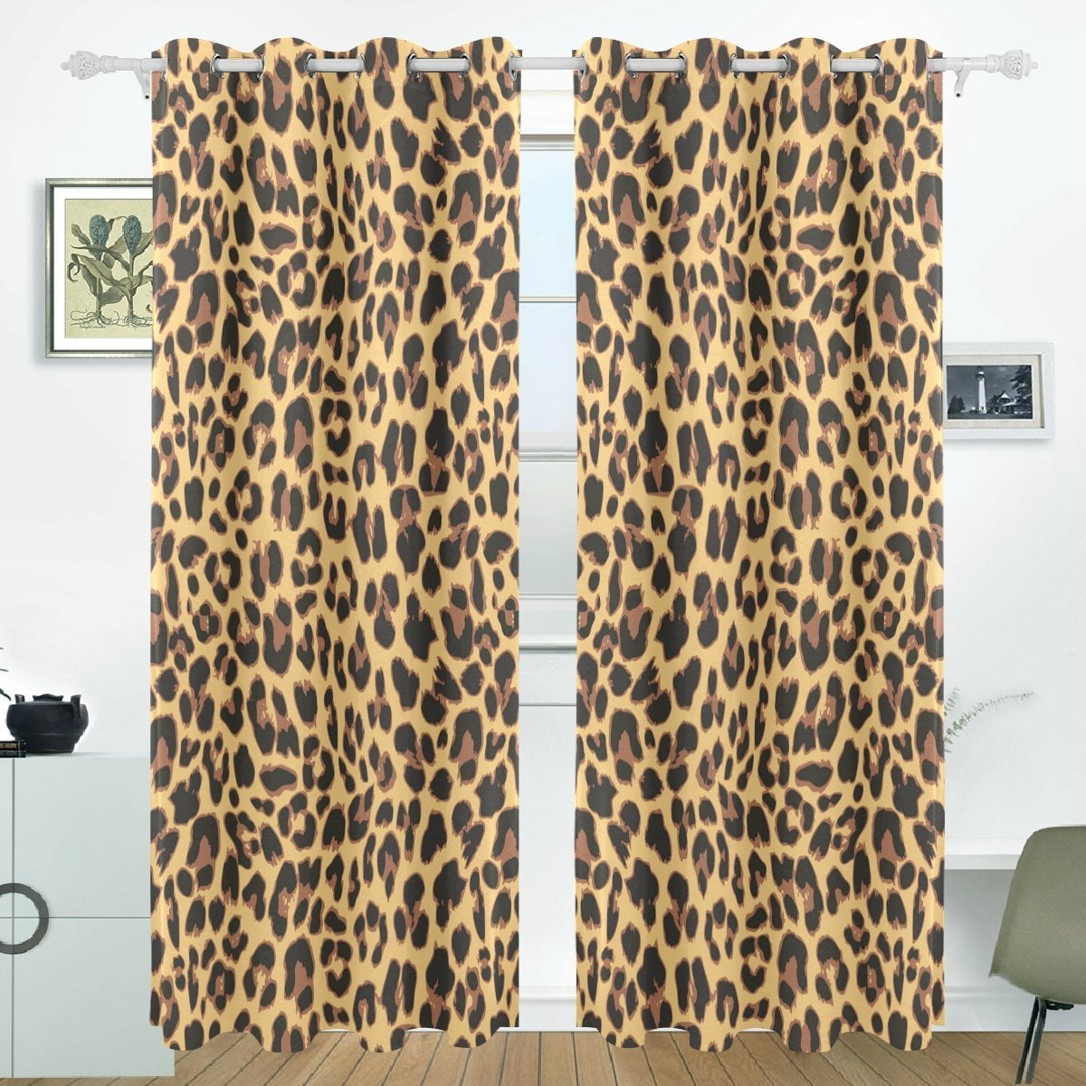 2 Panel 3D Widow Curtains Animal Printed Drapes for Bedroom Room Dividers 