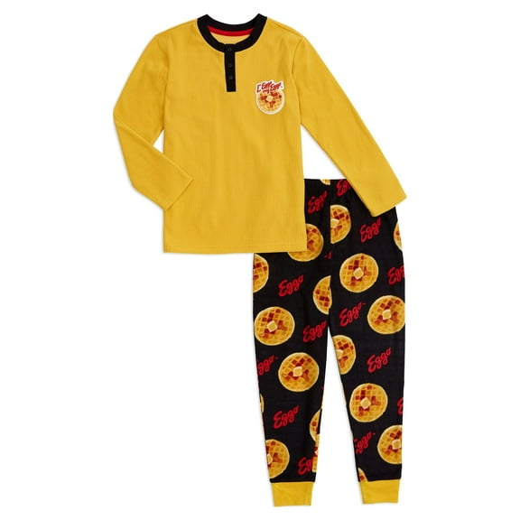 Eggo Big Boys Long Sleeve Henley Pajamas Set, 2-Pieces, Sizes 8-16