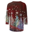 thumbnail image 4 of Women's Round Neck Tshirt for Christmas with Three Quarter Sleeve and Cute Christmas Tree Graphic Tees Tops Shirts Blouse My Items, 4 of 5