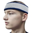 thumbnail image 2 of Couver Unisex Two Tone Wide Basketball Headband Striped Sports Sweatband 3 Pack One Size, White/Blue, 2 of 7