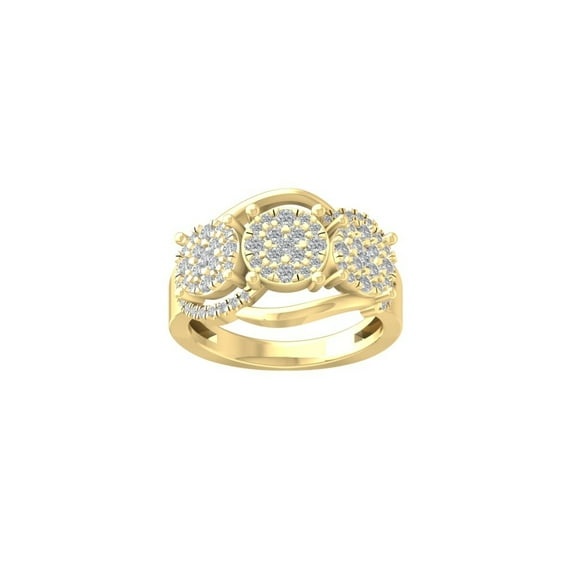 ARAIYA FINE JEWELRY 10K Yellow Gold Diamond Composite Cluster Engagement Ring (3/4 cttw, I-J Color, I2-I3 Clarity) Size 6