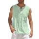 thumbnail image 2 of Men's Casual Loose Cotton Linen Shirts Colour Shirt Blouse Sleeveless Vest Beach Shirts Tops XL, 2 of 5