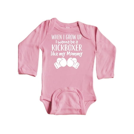 

Inktastic Kickboxing Future Kickboxer Like Mommy Gift Baby Boy or Baby Girl Long Sleeve Bodysuit