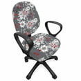 thumbnail image 1 of Floral Office Chair Slipcover, Spring Season Illustration with Greyscale Backdrop Nature Composition, Protective Stretch Decorative Fabric Cover, Standard Size, Pale Grey Vermilion Grey, by Ambesonne, 1 of 5
