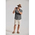 thumbnail image 5 of COOFANDY Mens Summer Textured Shirts Short Sleeve Stretch Linen Shirts for Vacation, 5 of 6