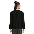 thumbnail image 3 of Time and Tru Women's Puff Sleeve Draped Blouse, Sizes XS-XXXL, 3 of 5