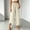 Beige, variant on Capri Pants for Women Solid Color Casual Trousers Elastic Waist Pants with Side Slit Curved Hem and Functional Pockets Mint Green L