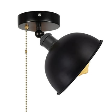 FSLiving Ceiling Mount RV Adjustable Wall Light with Zipper Switch 12V Retro Black RV Decorative Light Ceiling Light Hallway Light Fixtures, E26 E27 Industrial Dome Semi Flush Mount for RV Camper