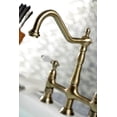 thumbnail image 3 of Kingston Brass KS1273PLBS Heritage Bridge Kitchen Faucet with Brass Sprayer, Antique Brass, 3 of 5