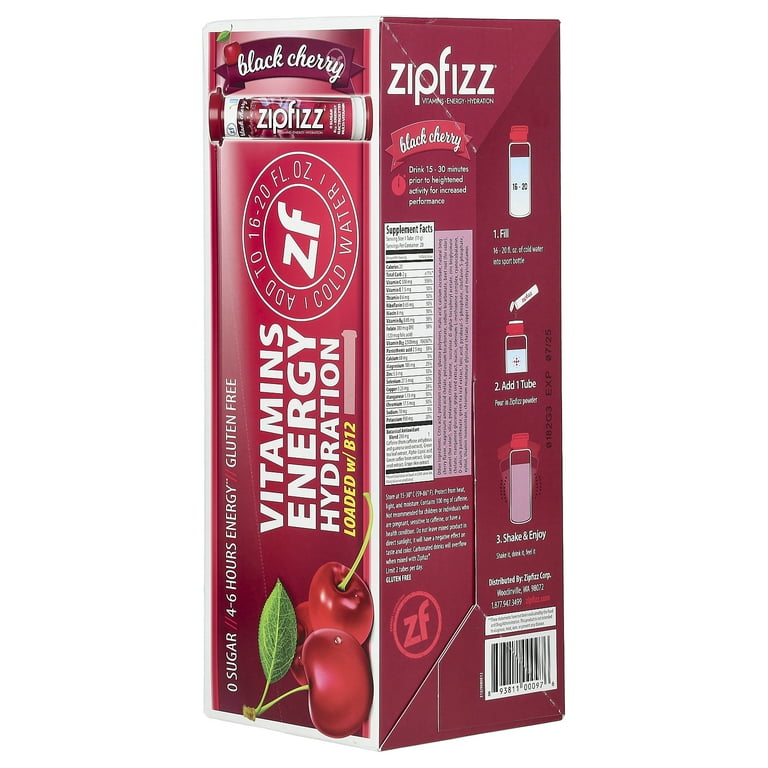 Zipfizz Healthy Energy Mix with B12, Black Cherry, 20 Tubes