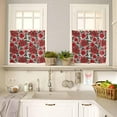 thumbnail image 4 of Christmas Poinsettia Kitchen Curtains and Valances Set, Rod Pocket Curtains Tier Farmhouse Window Curtains 36 Inch Length, Red Flowers Leaves Botanical Rustic 3 Piece Kitchen Curtains Set, 4 of 6