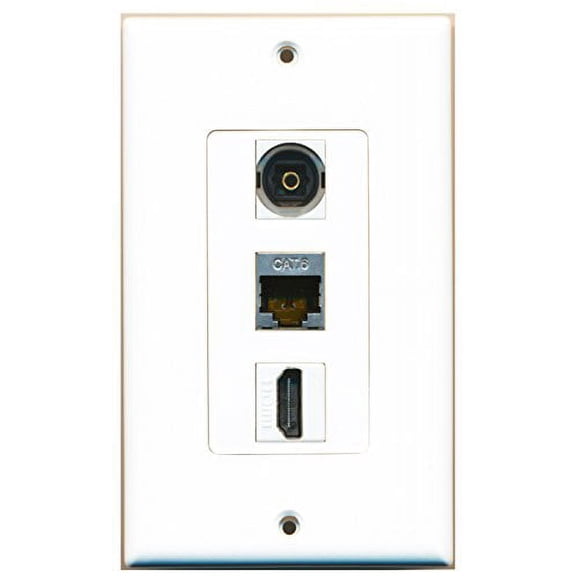 RiteAV - 1 Port HDMI and 1 Port Shielded Cat6 Ethernet and 1 Port Toslink Decorative Wall Plate Decorative
