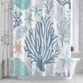 thumbnail image 2 of Summer Ocean Life Bathroom Shower Curtain, Marine Coral Starfish Line Waterproof Washable Soft Bath Curtain for Bathtub Decor with 12 Hooks&Grommet, 72x72 Inch, 2 of 9