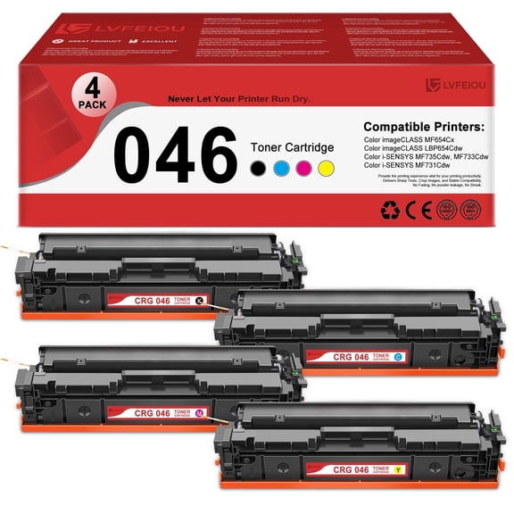 4 Pack CRG 046 Toner Cartridge Compatible for Canon 046 CRG-046 Toner Color i-SENSYS MF735Cdw MF733Cdw MF731Cdw Color imageCLASS MF654Cx LBP654Cdw Printers (Black Cyan Magenta Yellow)