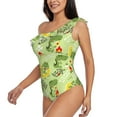 thumbnail image 2 of Gaeub Cute Dinosaurs Cartoon Women's One Shoulder Ruffle Tummy Control Swimwear for Swimming Surfing Beach Party - Medium, 2 of 8