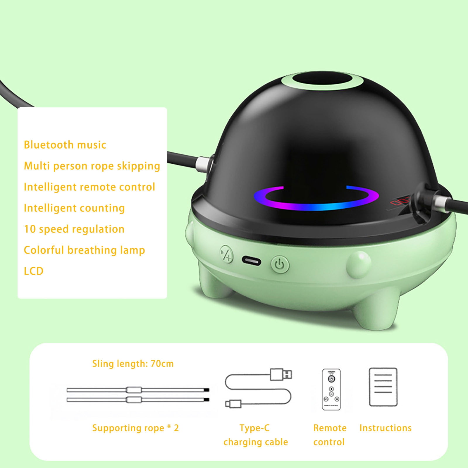PATLOLLAV Bluetooth Smart Jump Rope Machine, Portable Electric Rope Skipping Machine Wireless Remote Control, Rope Skipping Sports for Multi-person Entertainment with Counter,10 Gears Adjustable