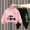 thumbnail image 2 of Gubotare Winter Toddler Boy Outfits Toddler Boy Clothes Outfits - Cartoon Graphic Print Round Neck Sweatshirt and Pants - Boys Clothing Set Size 4T 5T (Pink,4-5 Years), 2 of 6