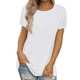 thumbnail image 6 of DondPO Women's T-Shirts Womens Short Sleeve Round Neck Shirts Summer top Fashion Basic Tee Shirts for Women Womens tops White L, 6 of 9