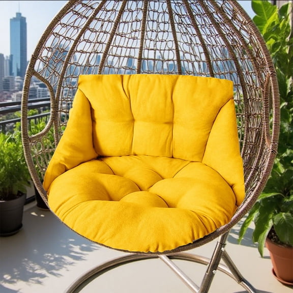 Bxaolu Egg Chair Cushion, Indoor Outdoor Egg Replacement Cushions, Patio Chair Cushions for Outdoor Funiture, Thickened Swing Hammock Egg Hanging Cushion, 27"x25" (Yellow)
