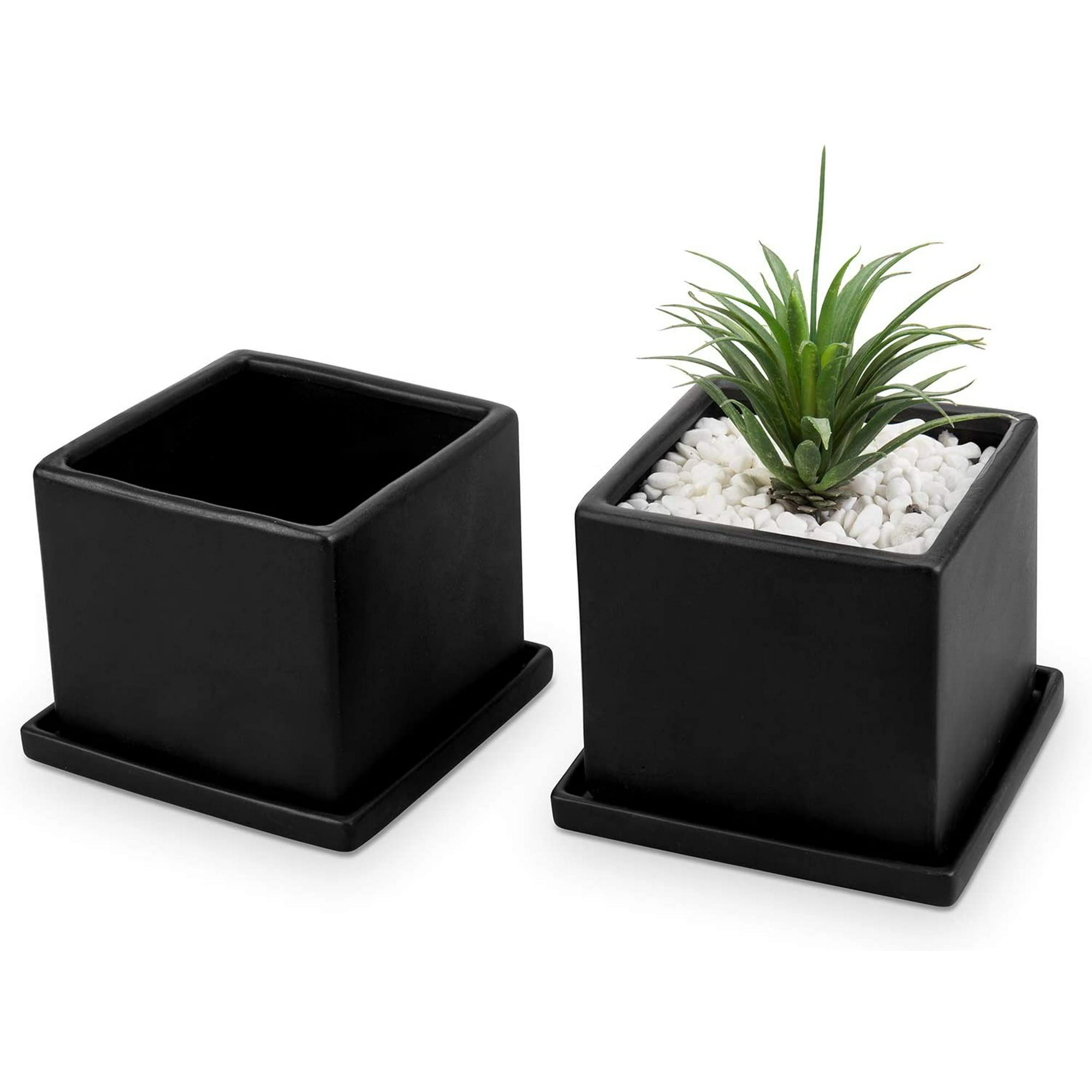 square ceramic flower pots
