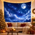 thumbnail image 3 of Full Moon Above Clouds in a Starry Sky, Dreamy Celestial Style for Celestial Art Lovers, Moon Wall Art, Housewarming Gift, Tapestry Wall Hanging for Bedroom and Dorm, 3 of 7
