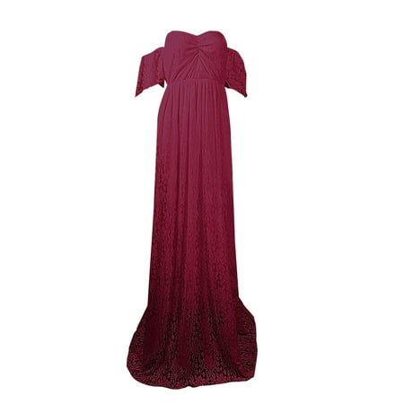 

Big Women Coats Women s Lace Maternity Trailing Short Sleeved Dress Long Dress Photography Flying Sleeve Dress Bow Sundress