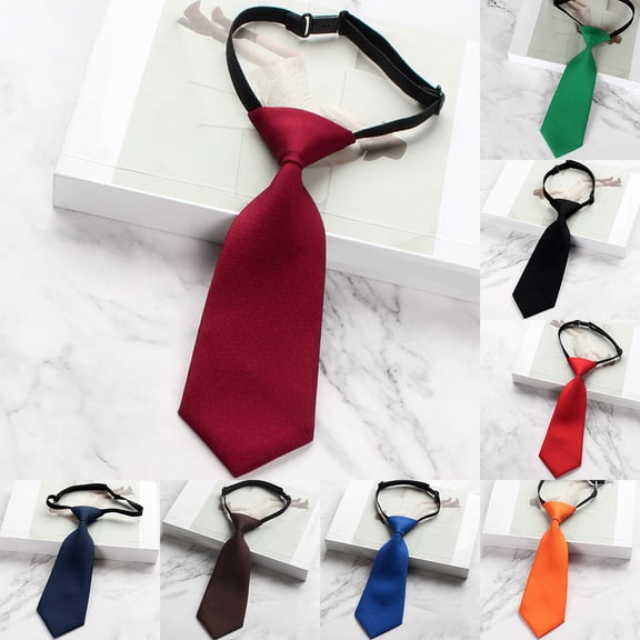 YAYUBA Toddler Tie, Boys Ties 4-8, Adjustable Clip On Pre Tied Neckties Solid Color Kids Necktie for Wedding Back To School Uniforms