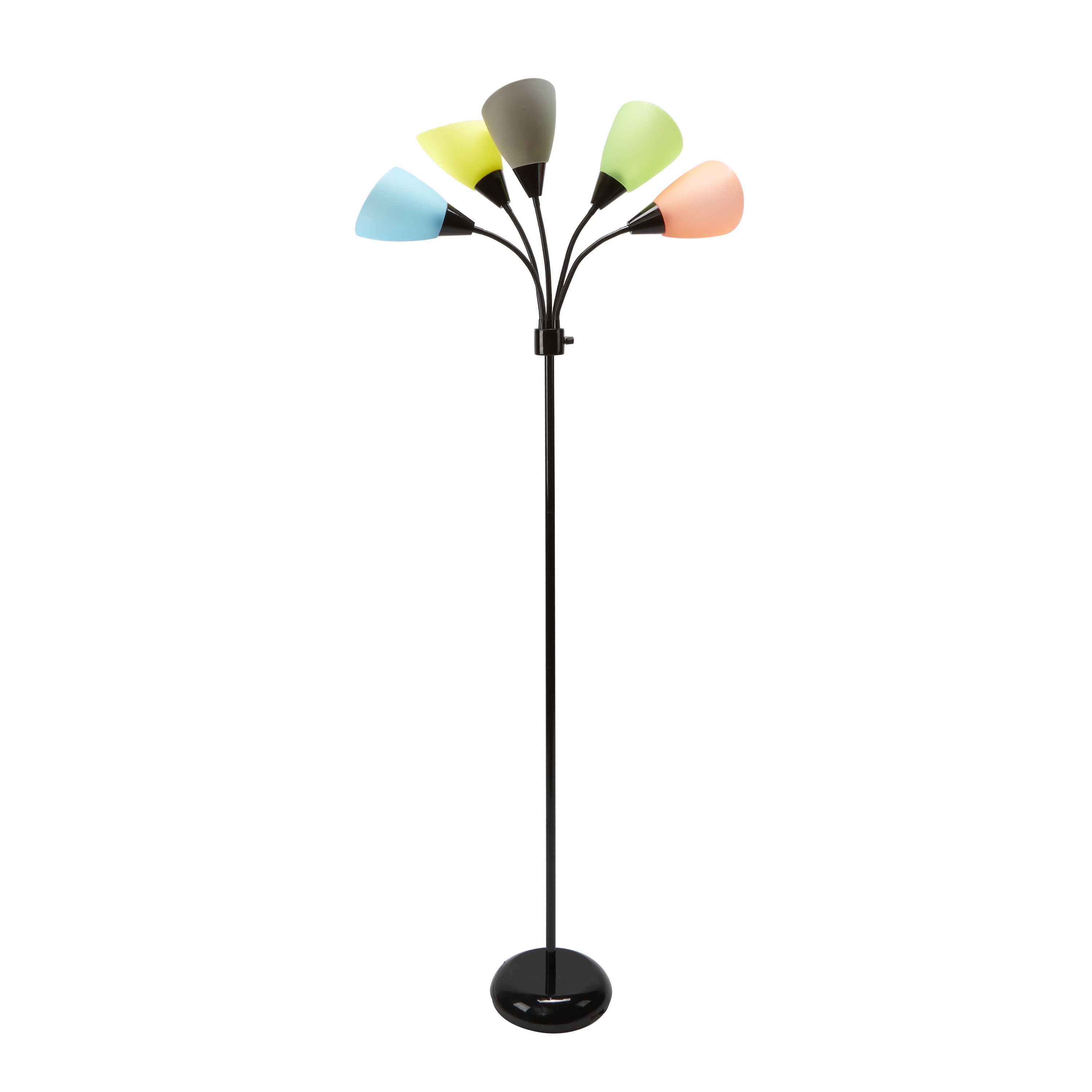 Mainstays 5-Light Multi Head Floor Lamp, Black with Multi Color Shade