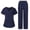 Navy, variant on Womens Navy Stretch Healthcare Scrub Set - Short Sleeve with Multi Pockets, 1 Top & 1 Pant for Doctors & Medical Professionals,Size M