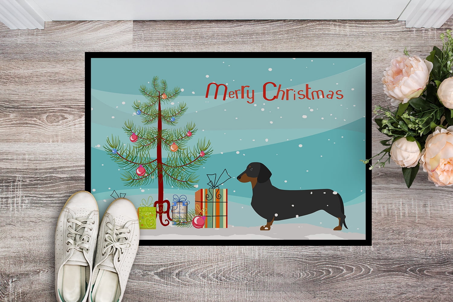 Carolines Treasures BB2900JMAT Dachshund Merry Christmas Tree Indoor or Outdoor Mat, 24 x 36