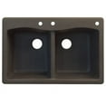 thumbnail image 2 of Transolid Aversa 33in x 22in silQ Granite Drop-in Double Bowl Kitchen Sink with 3 CBE Faucet Holes, In White, 2 of 5