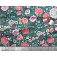 thumbnail image 2 of Soimoi Green Poly Georgette Fabric Leaves & Floral Watercolor Decor Fabric Printed BTY 42 Inch Wide, 2 of 3