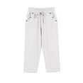 thumbnail image 5 of BLVB Cotton Linen Capri Pants for Women Summer Casual Loose Cropped Beach Lounge Pants High Waist Button Capris with Pockets, 5 of 5
