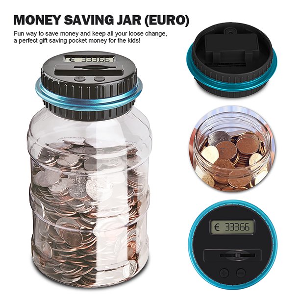 Caja De Ahorro De Dinero De Conteo De Monedas Digital Grande Jar Bank Pantalla Lcd Monedas Ahorro De Regalo Para (Euro) seitruly HA025507-08