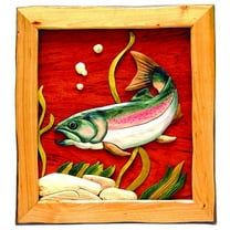 Zeckos Trout Hand Crafted Intarsia Wood Art Wall Hanging 18 X 20 X 2 inches
