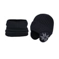 thumbnail image 1 of Conjunto de Bufanda y Gorro de Invierno para Niños Gorro de Invierno Negro Yinane, 1 of 8