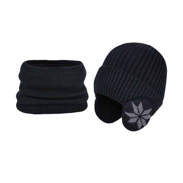 Conjunto de Bufanda y Gorro de Invierno para Niños Gorro de Invierno Negro Yinane