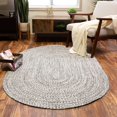 thumbnail image 1 of Super Area Rugs Farmhouse Braided Rug Soft Cotton Kitchen Reversible Carpet, Black & White, 5' X 7' Oval, 1 of 5