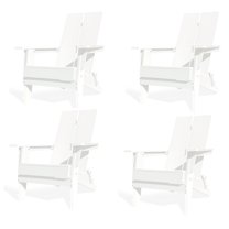 Krikacy Outdoor Folding Adirondack Chair-Set Of 4,with Cup Holder High Back,for patio,White