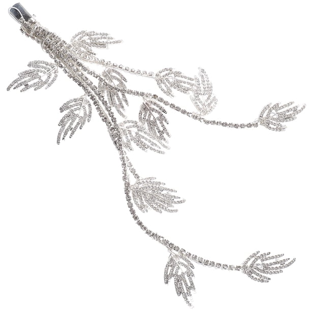 KAKOWELY Pinza para el pelo de novia, tocado de novia para boda, pinza para el pelo con diamantes de imitación, pinza de hoja, accesorio para el pelo de boda