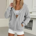 thumbnail image 2 of Womens Zip up Hoodies Casual Loose Fit Long Sleeve Solid Color Drawstring Basic Hooded Sweatshirt with Pockets Lightweight Y2K Outfits, 2 of 4